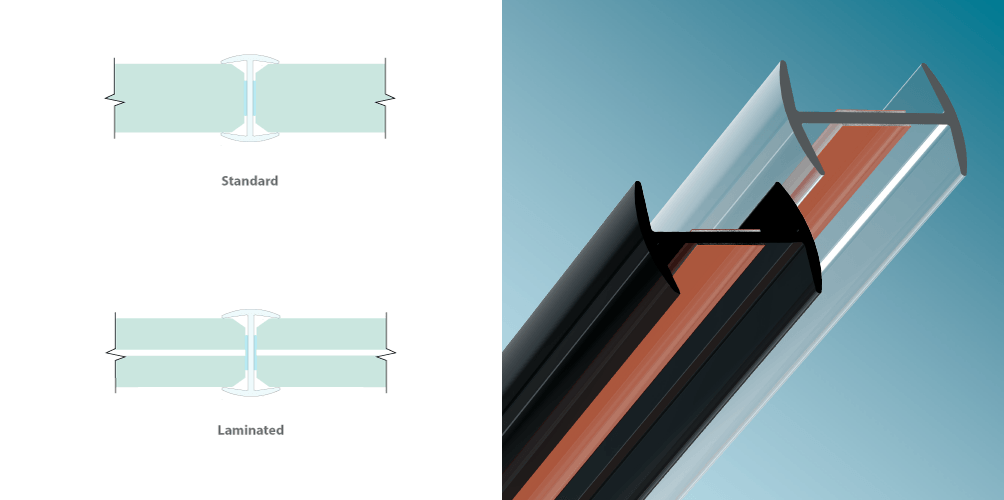 Joint sec partition de bureau en verre sans cadre | verre 6-12 mm | forme I  | tr